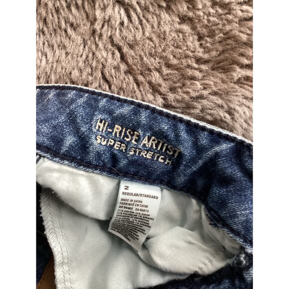 American Eagle Outfitters Denim Hi-Rise Artist Super Stretch Flare Jeans Blue 2 - Picture 7 of 10